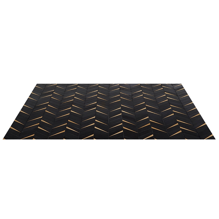 Vara Nero Polished Marble and Brass Mosaic Tile