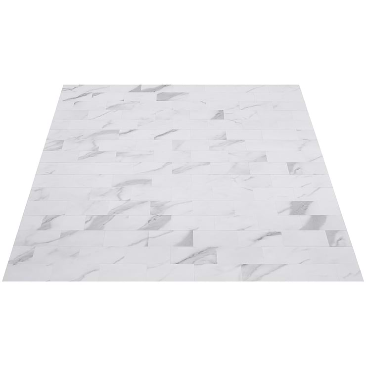 Calacatta LPS White 3x6 Brick Seamless Solid Core Peel & Stick Self Adhesive Marble Look Matte Tile