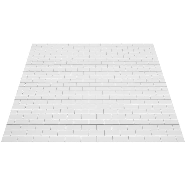 Pure White LPS 2x4 Brick Solid Core Peel & Stick Self Adhesive Polished Tile