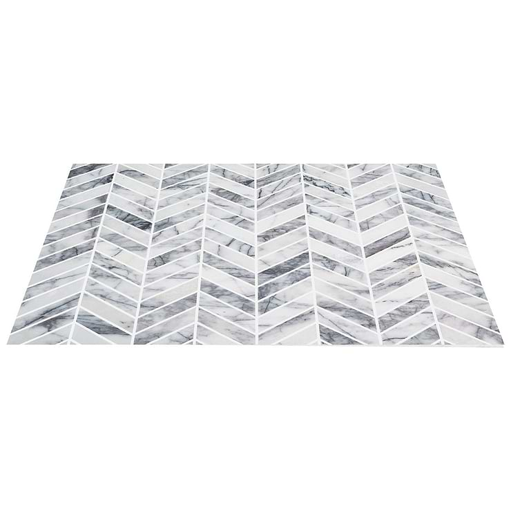 Lilac White 1x4 Chevron Honed Marble Mosaic