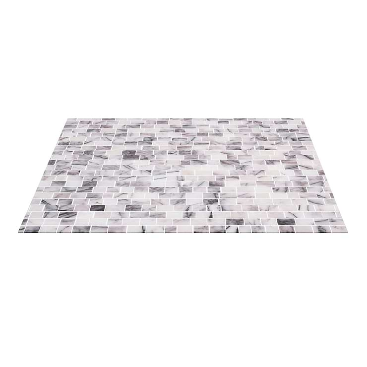 Lilac White Micro Cracked Joint Honed Marble Mosaic