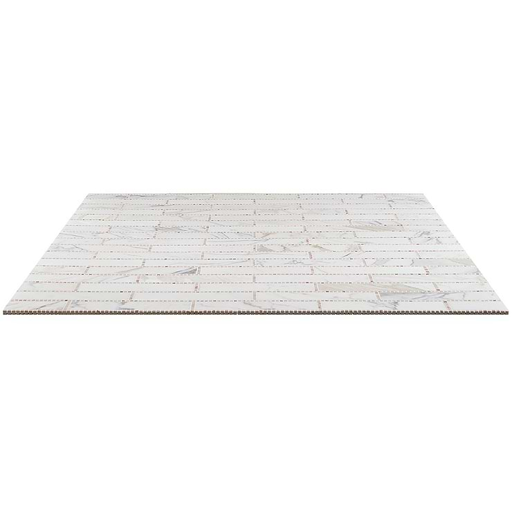 New Palm Beach by Krista Watterworth Brick White Rose 3x12" Polished Marble Mosaic