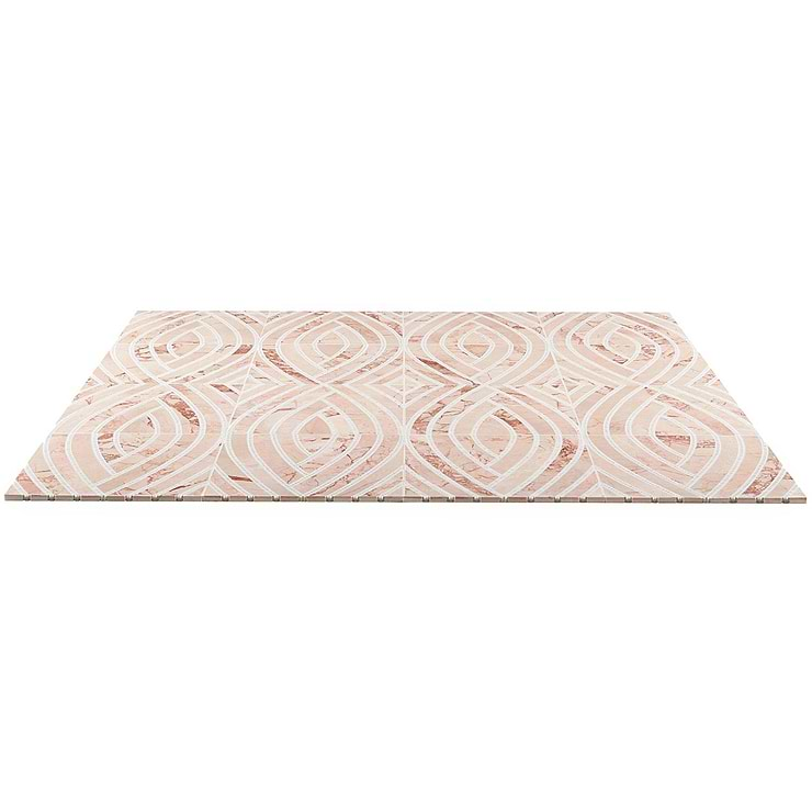 New Palm Beach by Krista Watterworth Leaf Pink Polished Marble Mosaic