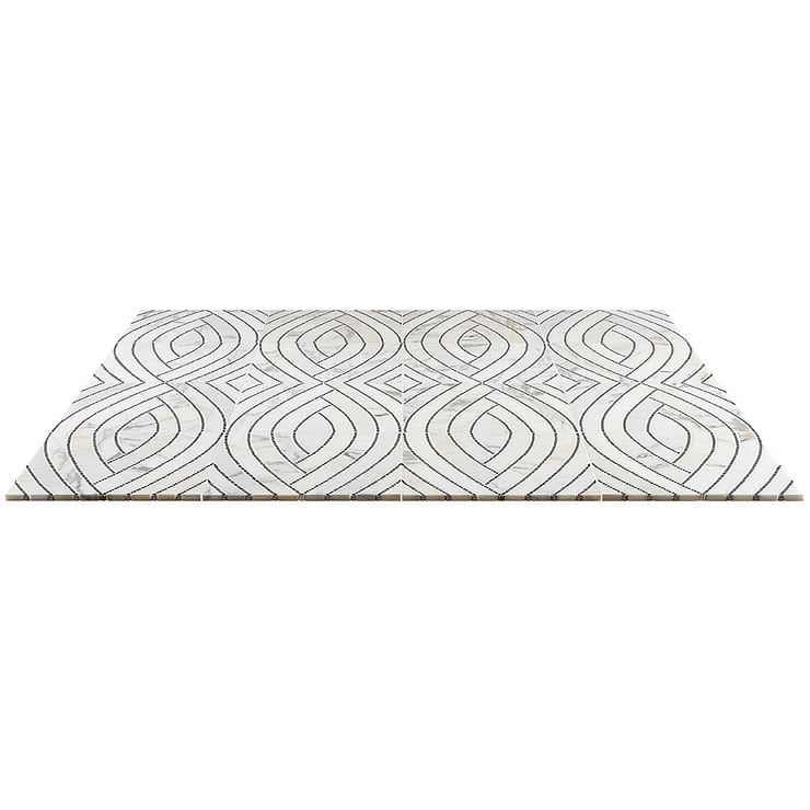 New Palm Beach by Krista Watterworth Leaf White Polished Marble Mosaic