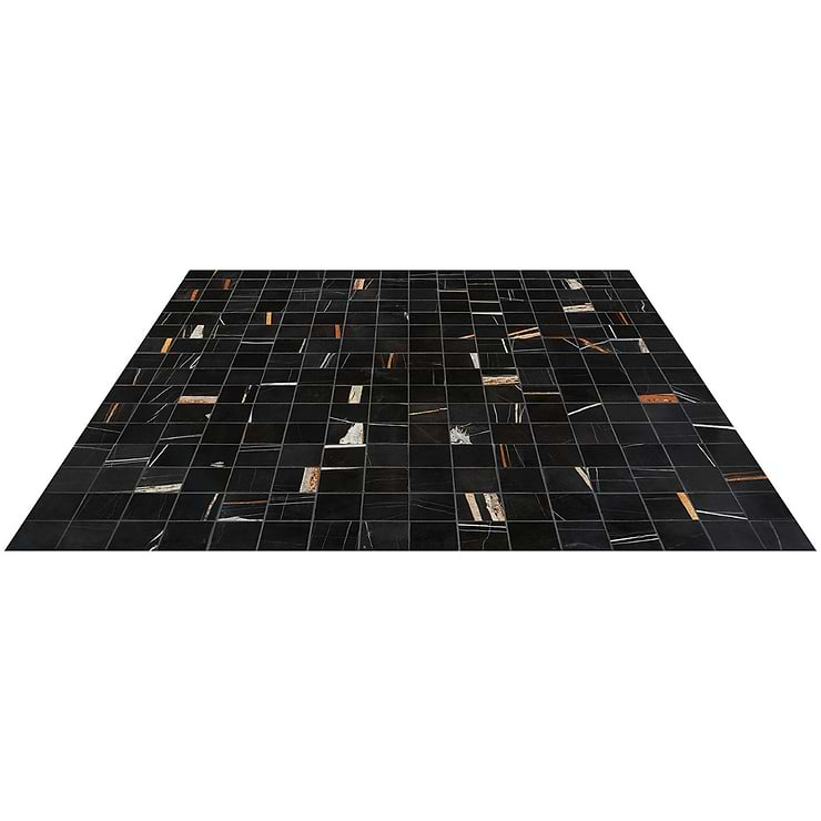 Nero Dorato 3x3 Honed Marble Mosaic Tile