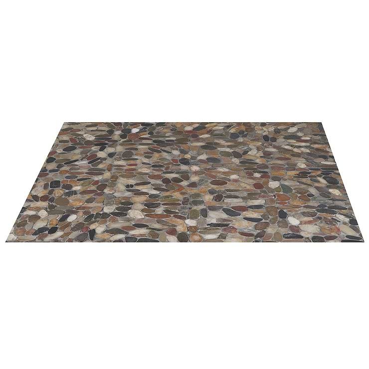 Cobblestone Motley Brown Sliced Pebble Honed Mosaic Tile