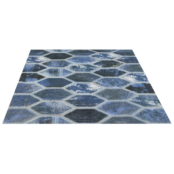 Adorno Hexagon Blue 7x13 Matte Porcelain Tile