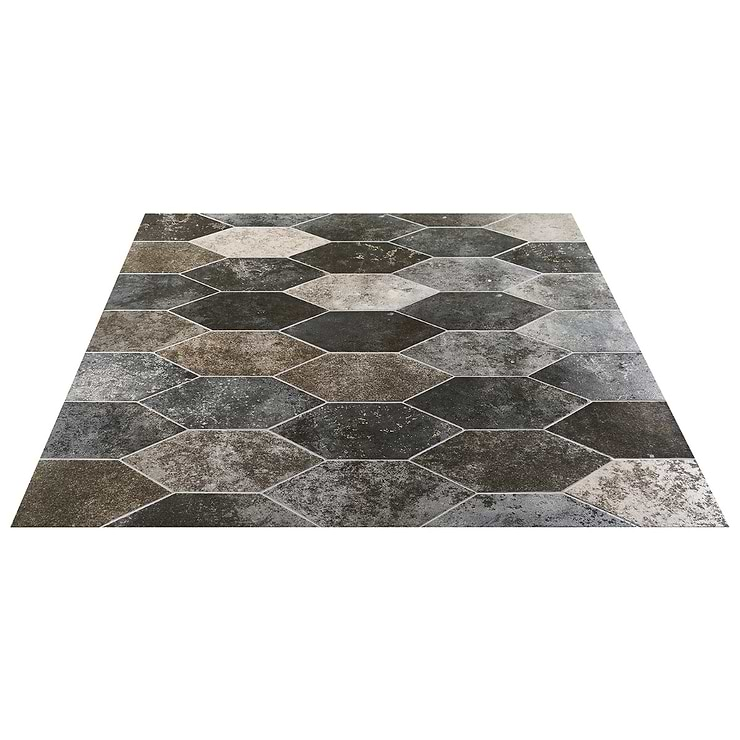 Adorno Hexagon Magma Mixed Gray 7x13 Semi-Polished Porcelain Tile