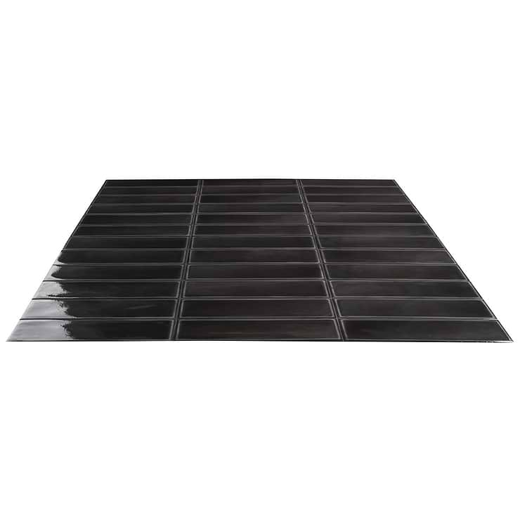 Stacy Garcia ArtBlock Nero Black 4x16 Glossy Porcelain Tile