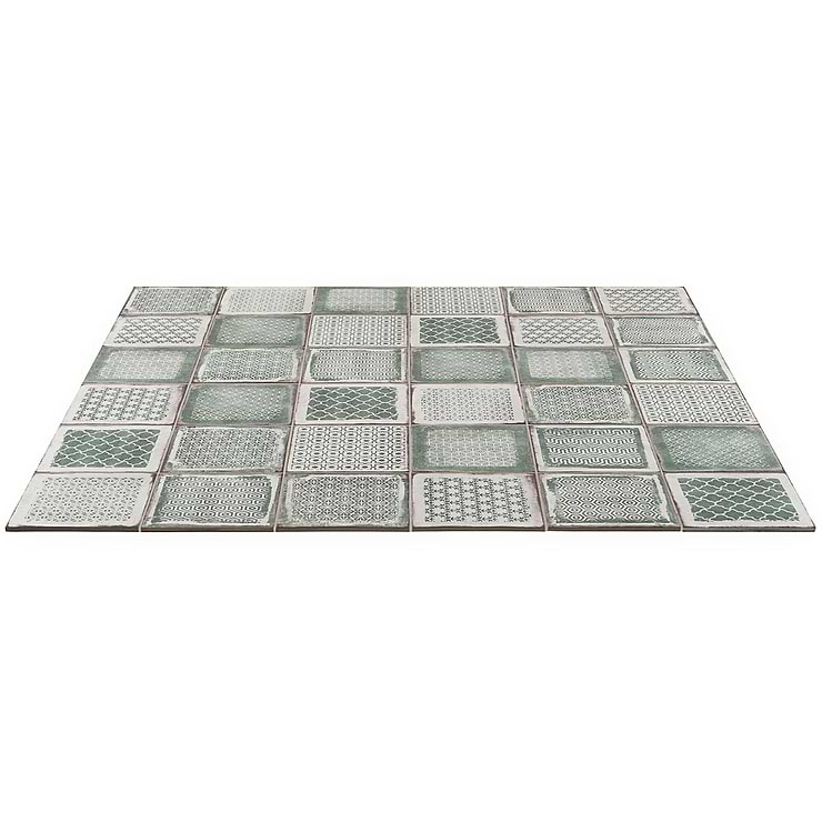 Los Lunas Deco Green 8x8 Matte Porcelain Tile