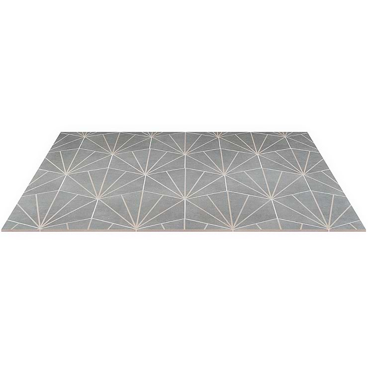 Pergola Beams Graphite 12.5" Hexagon Gray Matte Porcelain Tile