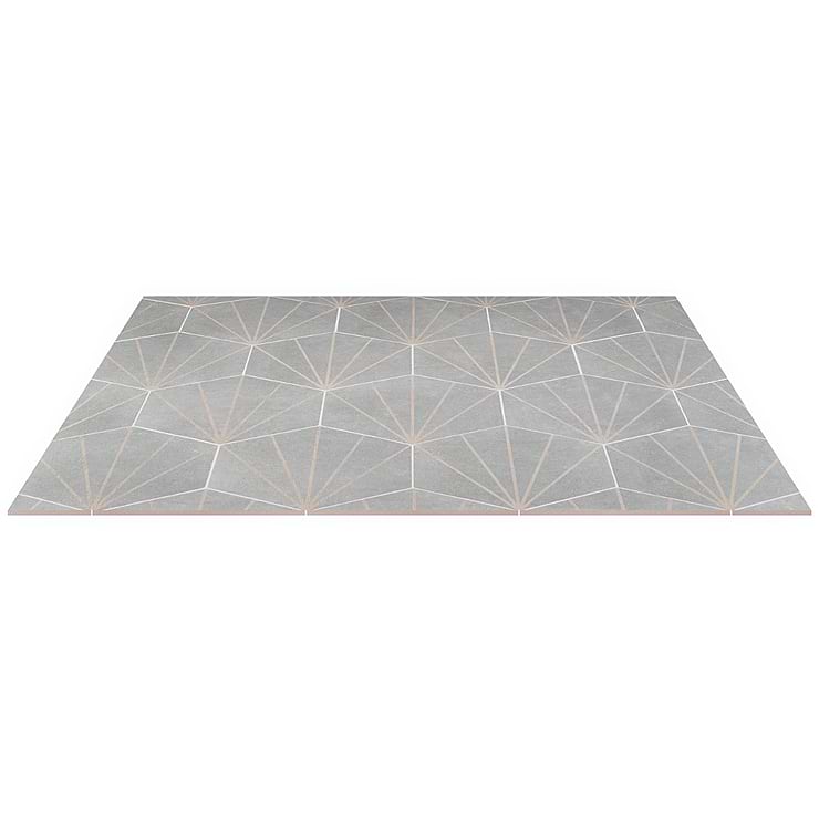Pergola Beams Gray 12.5" Hexagon Matte Gray Porcelain Tile