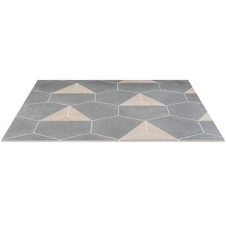 Pergola Wood Graphite 12.5" Hexagon Matte Porcelain Tile