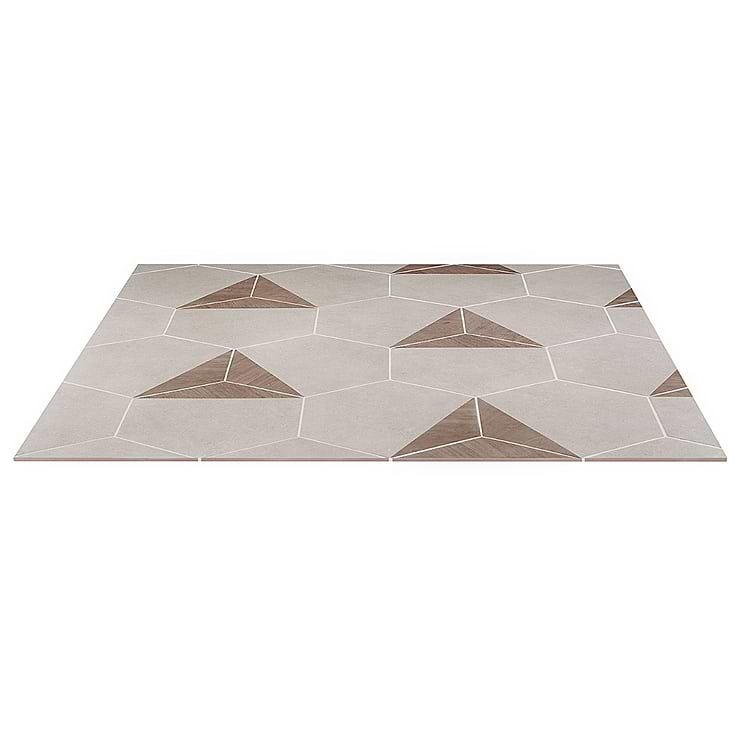 Pergola Wood Taupe 12.5" Hexagon Matte Porcelain Tile