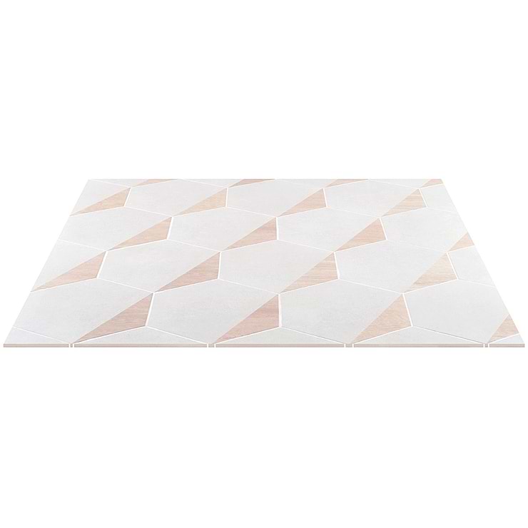 Pergola Wood White 12.5" Hexagon Matte Porcelain Tile