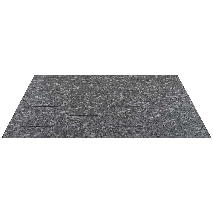 Six Hexagon Graphite Gray 12.5" Terrazzo Look Matte Porcelain Tile