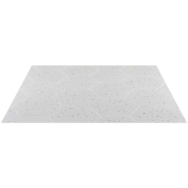 Six Hexagon Multi White 12.5" Terrazzo Look Matte Porcelain Tile