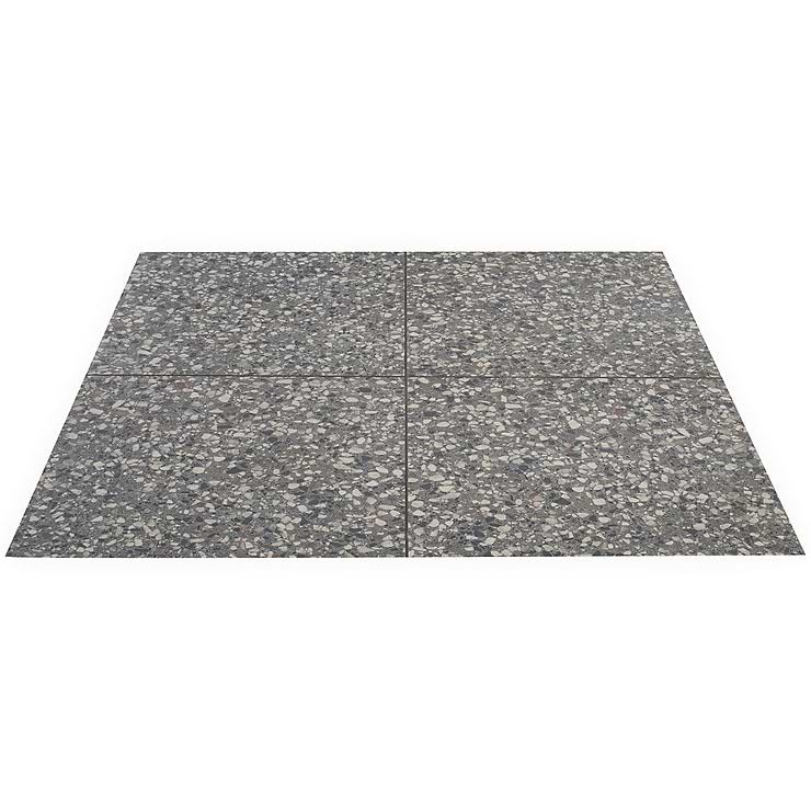 Kobe Flakes Charcoal Gray 24x24 Terrazzo Look Matte Porcelain Tile