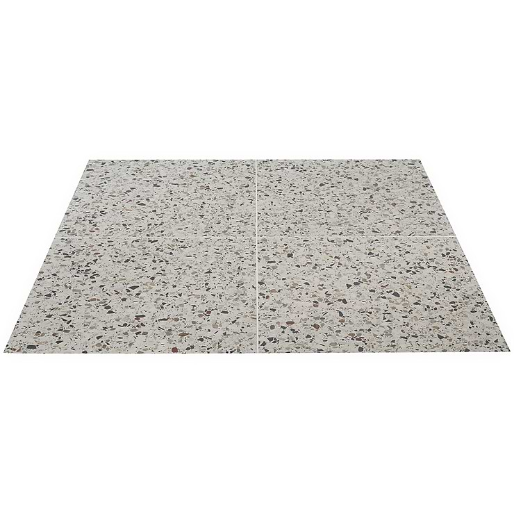 Kobe Flakes Ice White 24x24 Terrazzo Look Matte Porcelain Tile