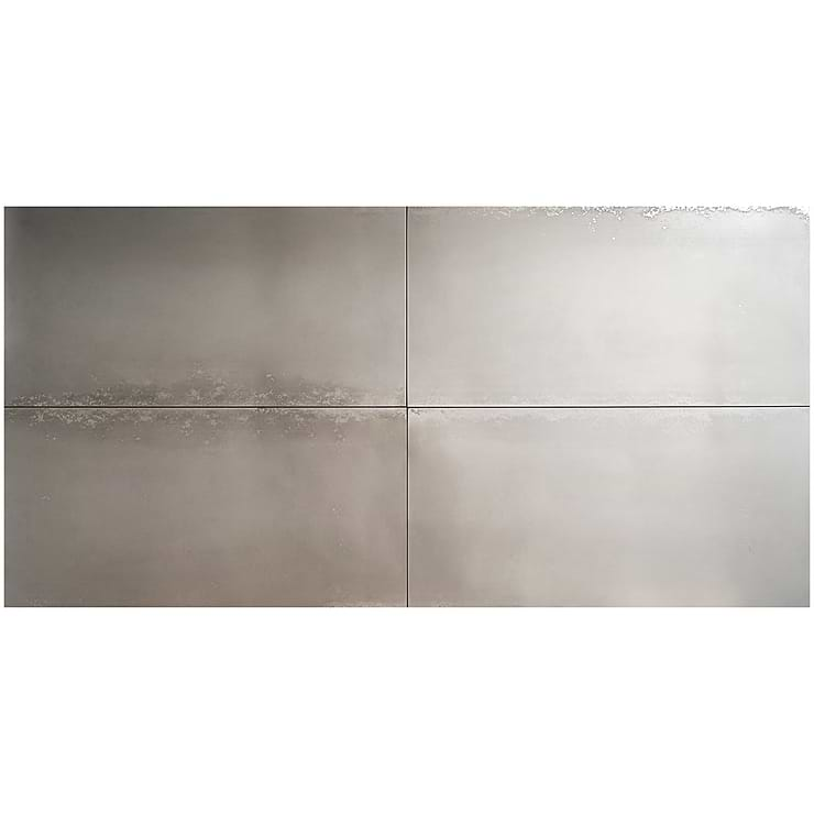 Amulet Mist Silver 18x36 Metal Laminated Porcelain Tile