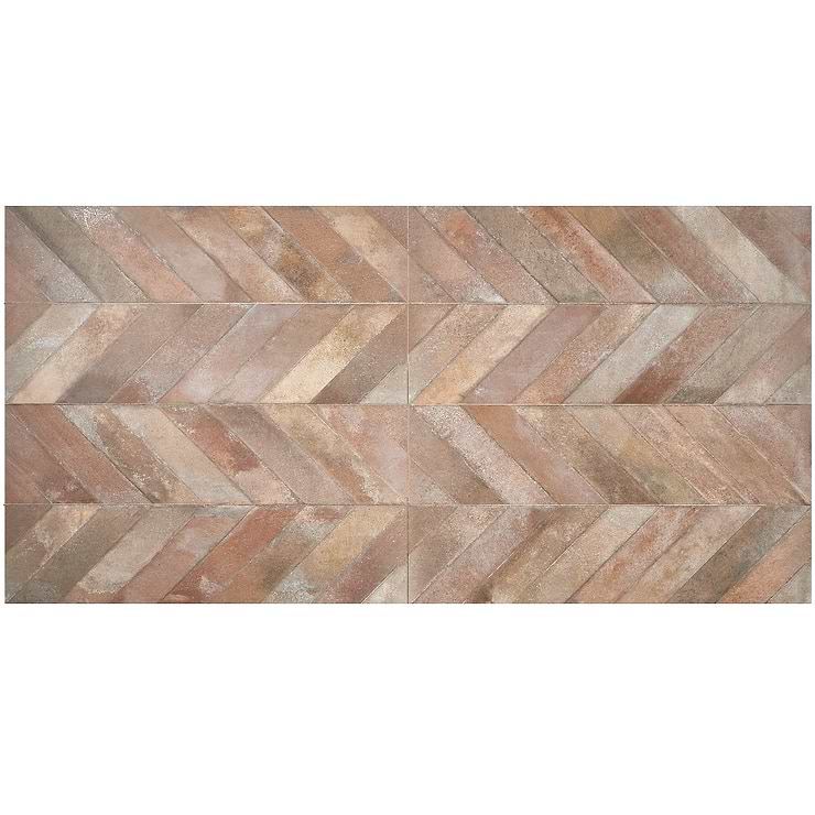 Sculpt Chevron Cotto 24x48 Natural Porcelain Tile