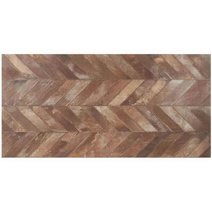 Sculpt Chevron Tobacco Brown 24x48 Natural Porcelain Tile