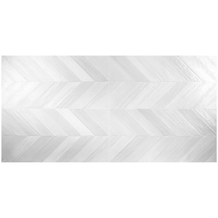 Sculpt Chevron White 24x48 Natural Porcelain Tile