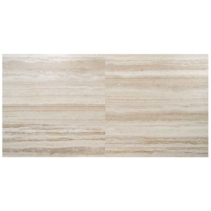 Romani Travertine Crema Beige 24x48 Stone Look Satin Porcelain Tile