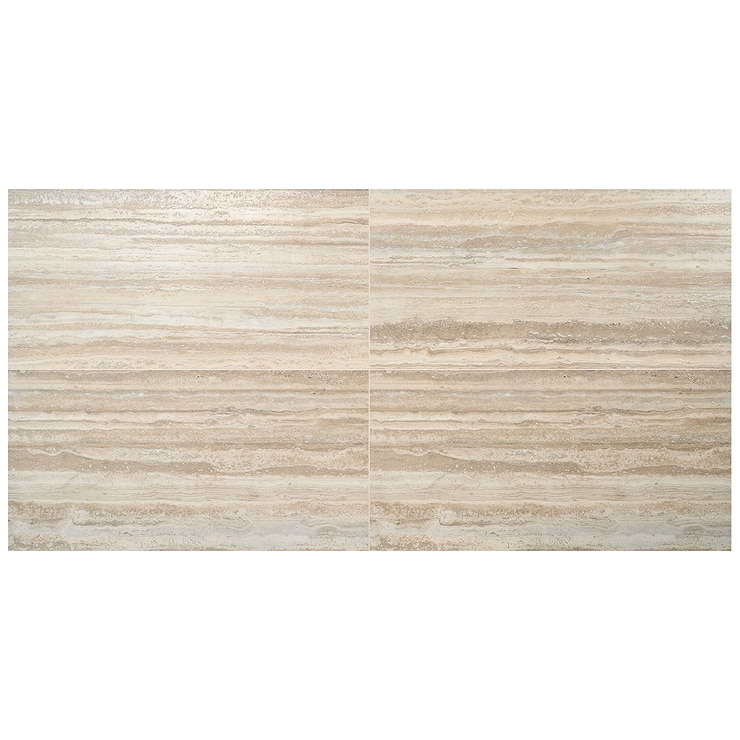 Romani Travertine Hazelnut Beige 24x48 Stone Look Satin Porcelain Tile