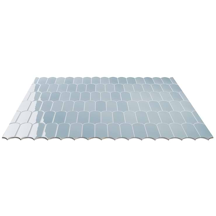 Parry Blue 3x8 Fishscale Glossy Ceramic Wall Tile