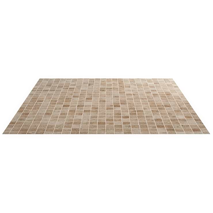 Seville Delfi Dark Beige 2x2 Travertine Look Matte Porcelain Mosaic Tile
