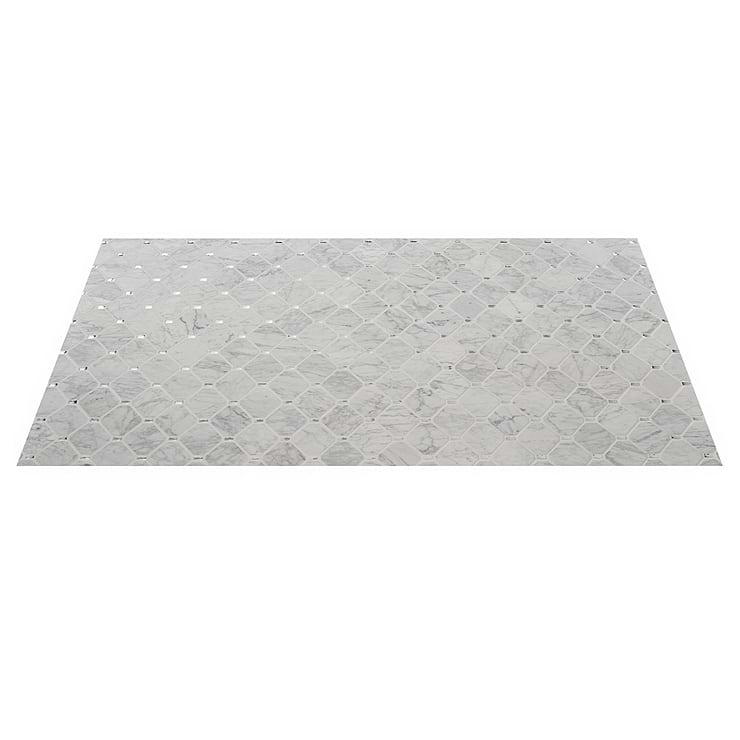 Reflection White Carrara 3x5 Diamond & Mirror Polished Marble & Glass Mosaic Tile