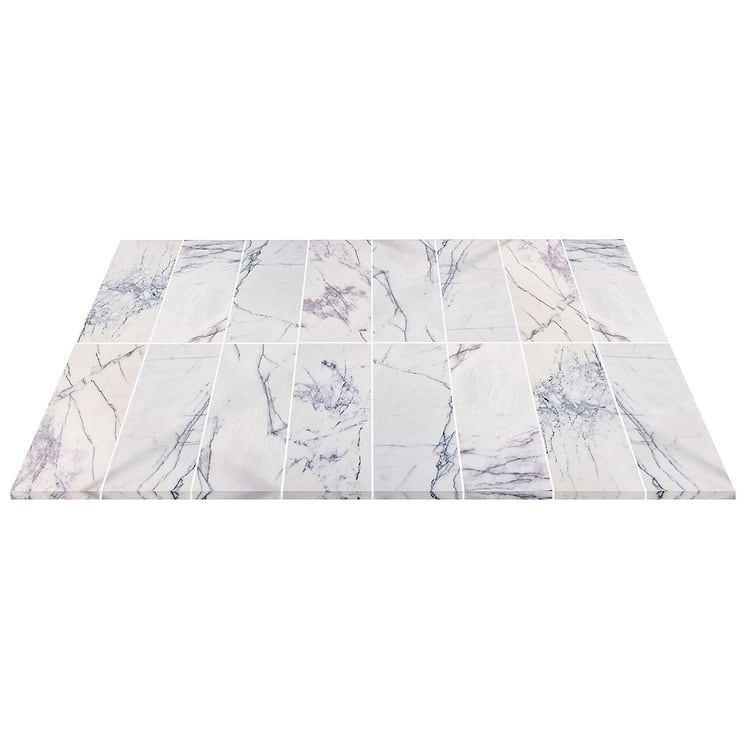 Lilac White 12x24 Honed Marble Tile