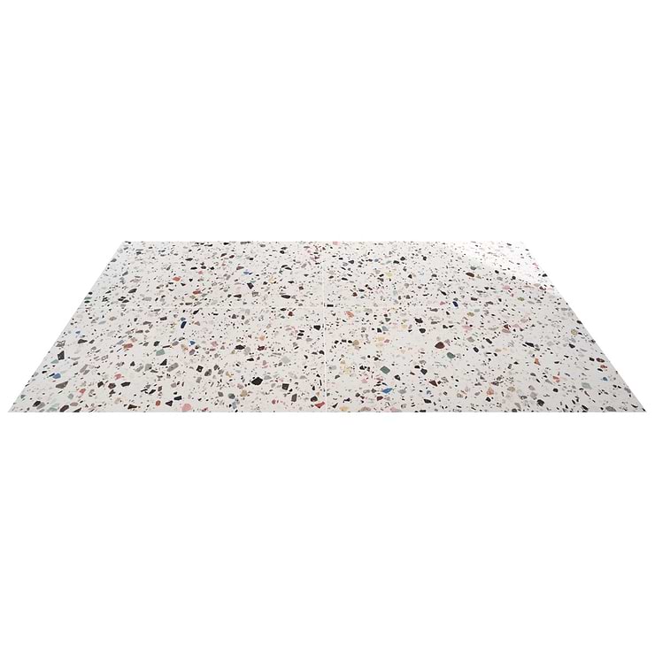 Bejeweled White Multicolor 24x48 Terrazzo Look Polished Porcelain Tile