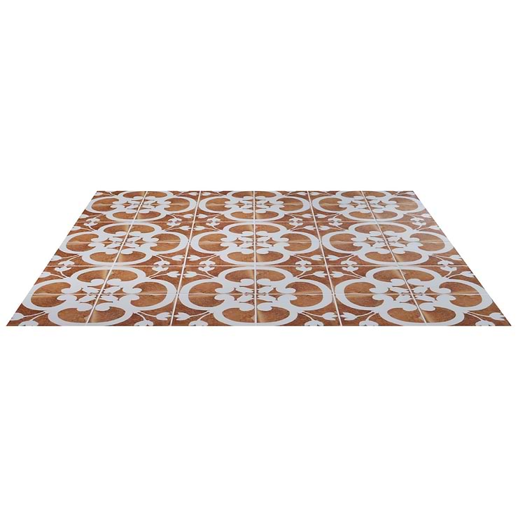 Angela Harris Mediterra Flora Terracotta 8x8 Matte Porcelain Tile