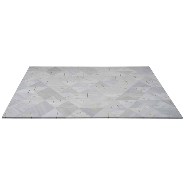 Ravi Gray Polished Marble and Brass Mosaic Tile