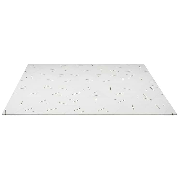 Ravi Thassos Polished Marble and Brass 7x7 Mosaic Tile