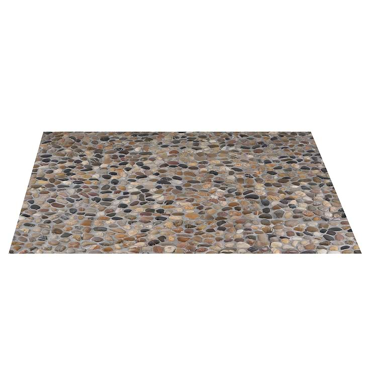 Cobblestone Motley Brown Full Pebble Polished Mosaic Tile