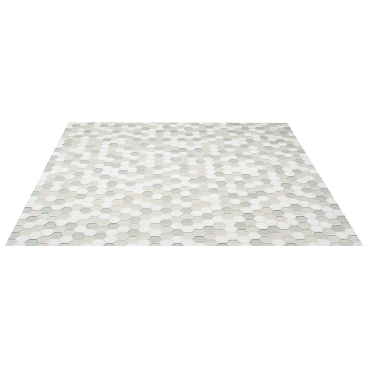 Ohana Hexagon Atmosphere White 2'' Glass Mosaic Tile