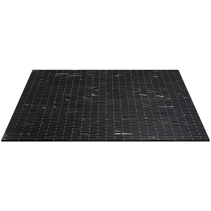 Nero Marquina 1x4 Piano Brick Polished Marble Mosaic Tile