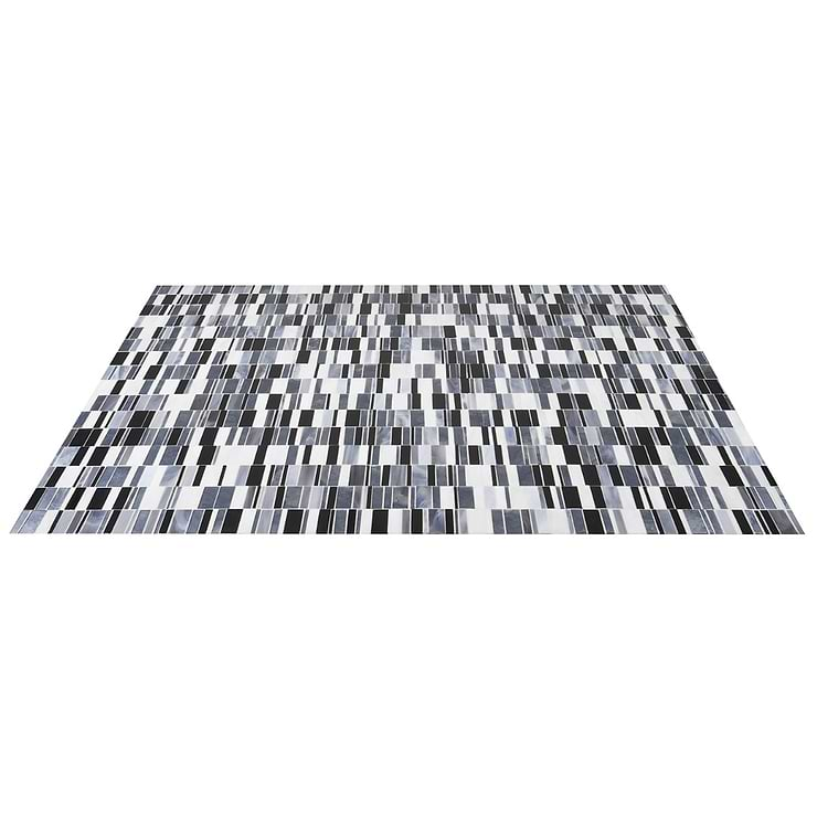 Bespoke Stacked Celestine Silver Polished Glass Mosaic