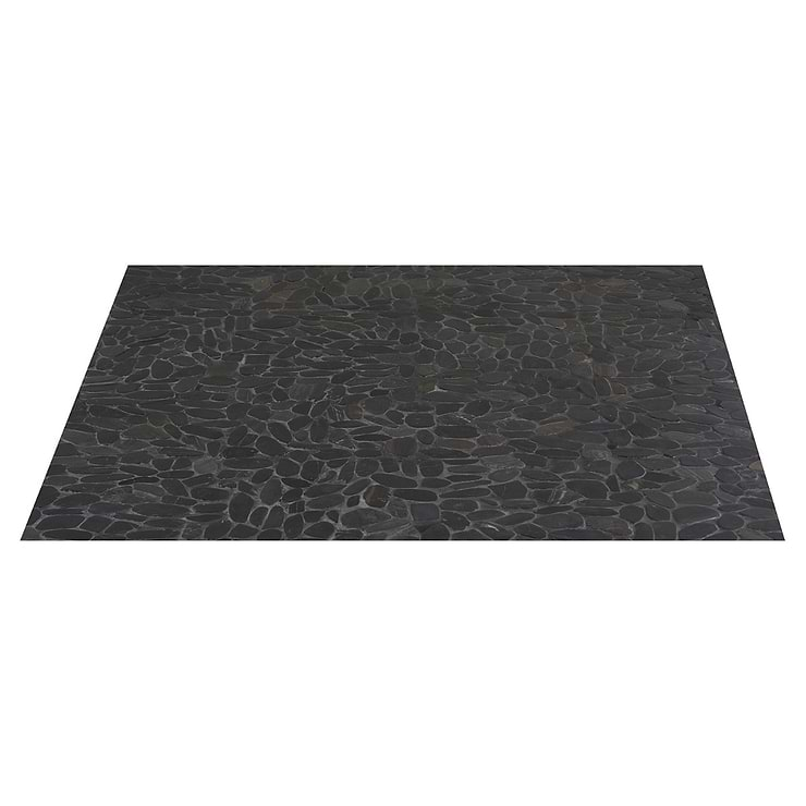 Cobblestone Black Sliced Pebble Honed Mosaic Tile