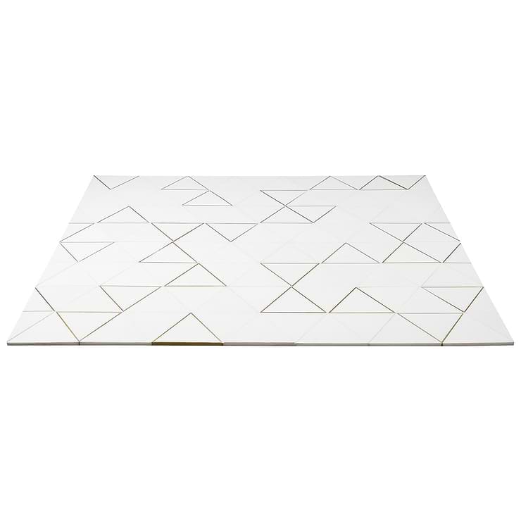 Verin Thassos Polished Marble and Brass 6x6 Mosaic Tile