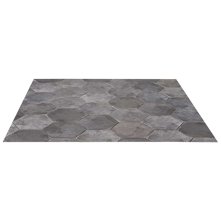 Kalay Antracite Gray 9" Hexagon Polished Porcelain Tile