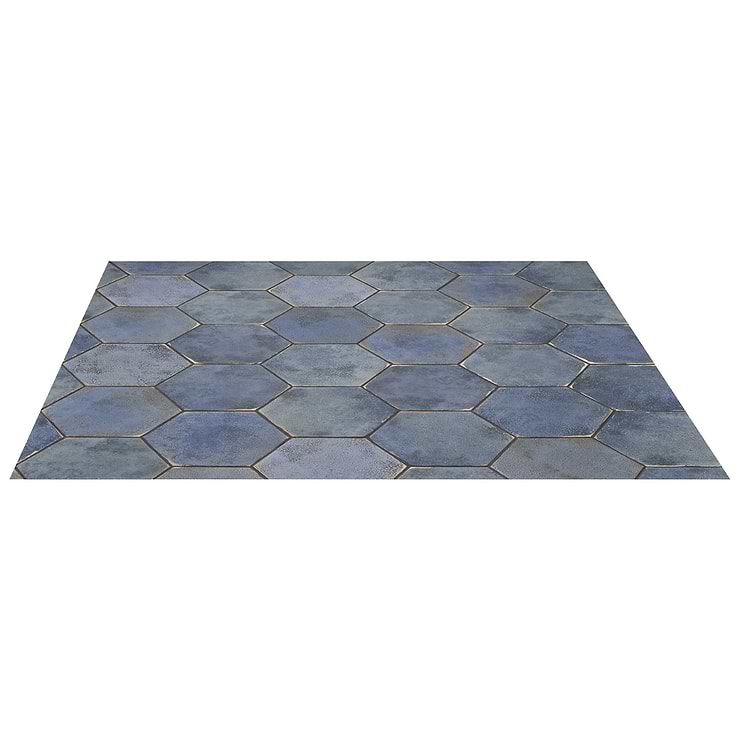 Kalay Blue 9" Hexagon Polished Porcelain Tile