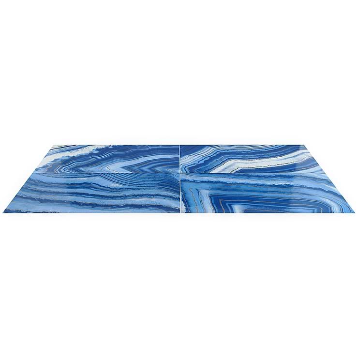 Agate Art Azul Blue 24x48 Artisan Decor Polished Porcelain Tile