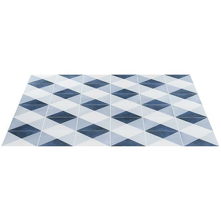 Art Geo by Elizabeth Sutton Cement Deco Blue 8x8 Matte Porcelain Tile: Pattern 2