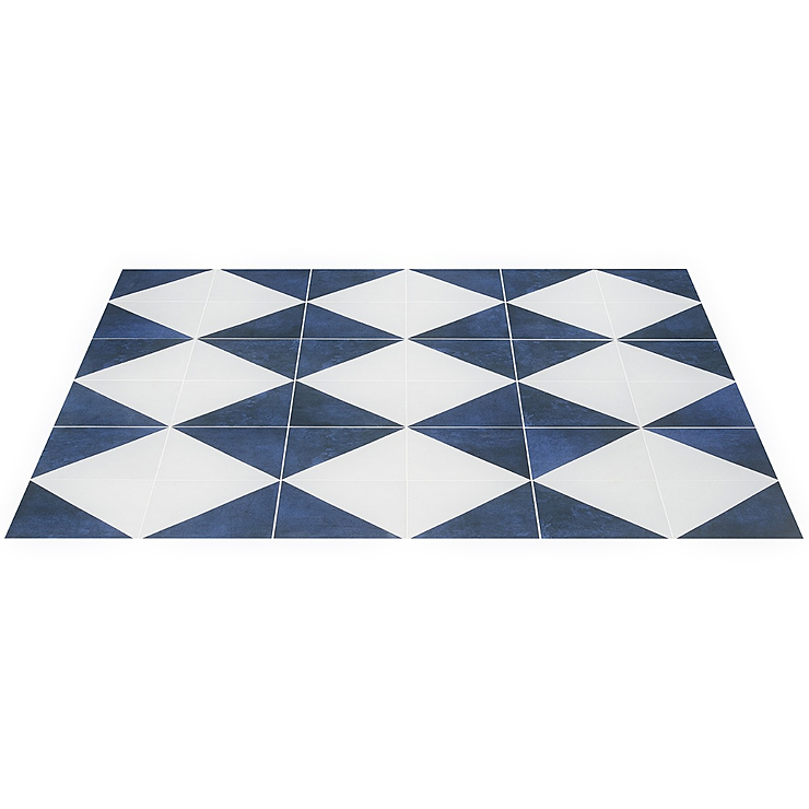 Art Geo Cement Dos Blue by Elizabeth Sutton 8x8 Matte Porcelain Tile: Diamond Pattern