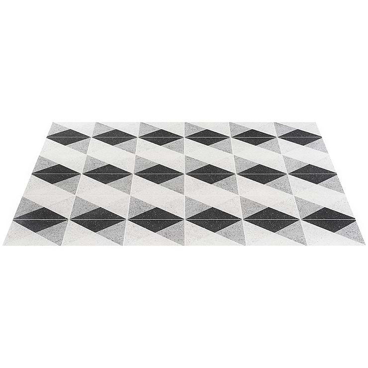 Art Geo by Elizabeth Sutton Terrazzo Deco Charcoal Gray 8x8 Matte Porcelain Tile: Pattern 3