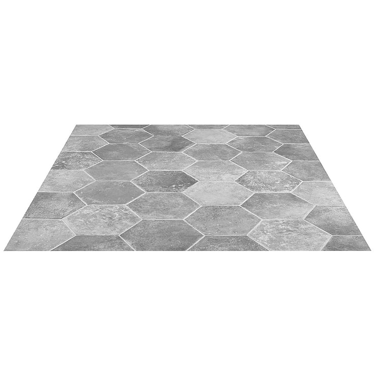 Terra Pompeii Gris Gray 8" Hexagon Matte Porcelain Tile